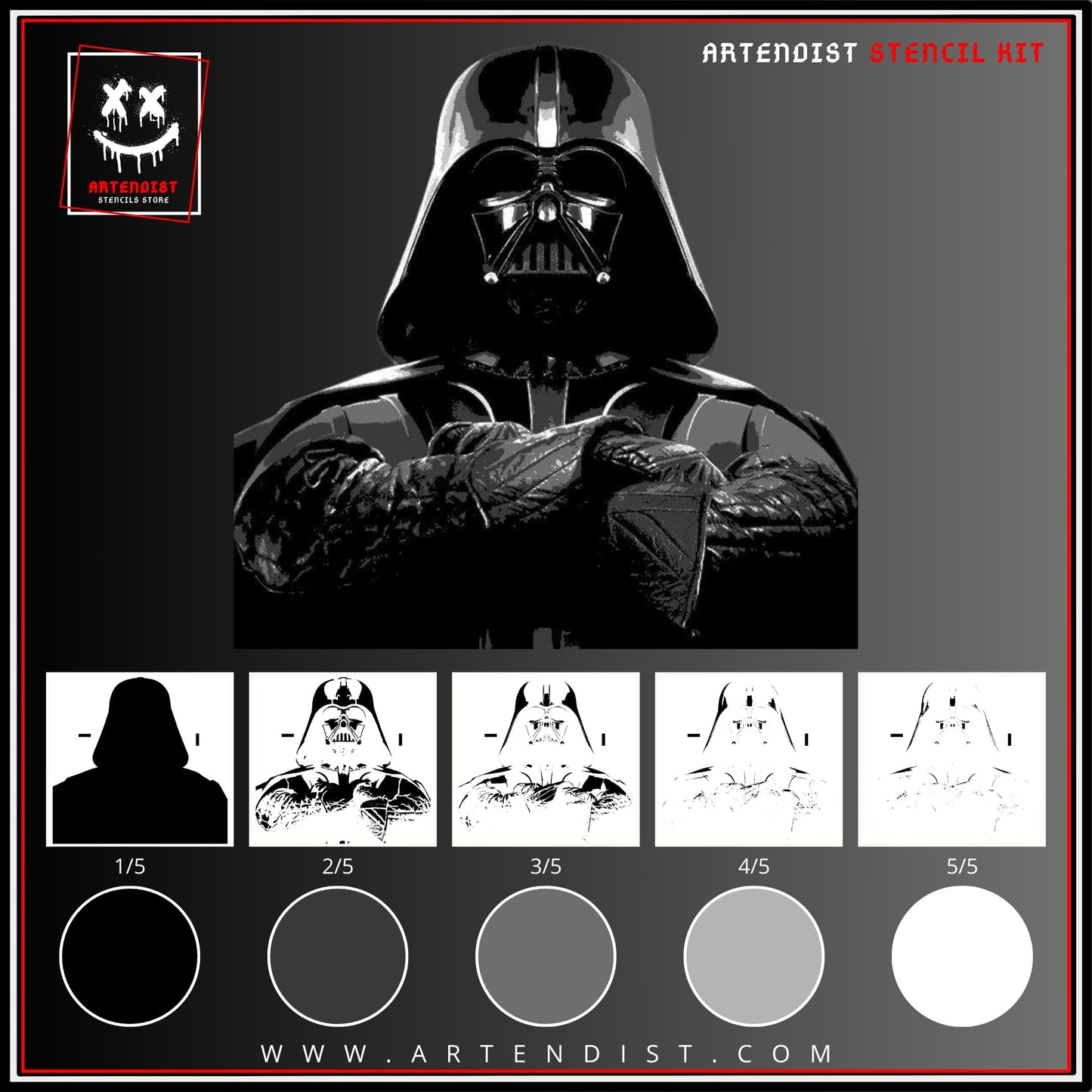 DARTH VADER multi 5-layers stencil design