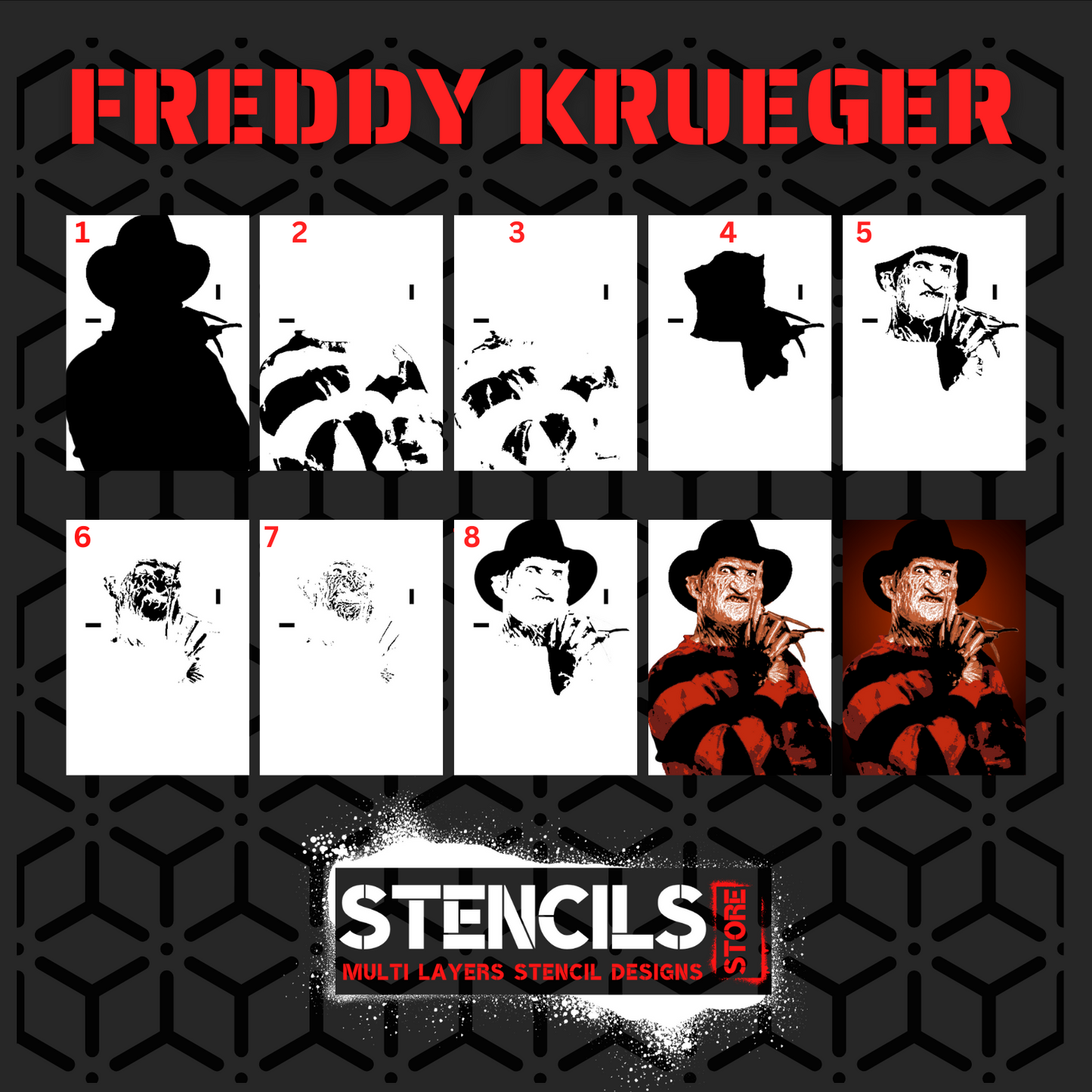 FREDDY multi 8 layers stencil design for download - ARTENDIST