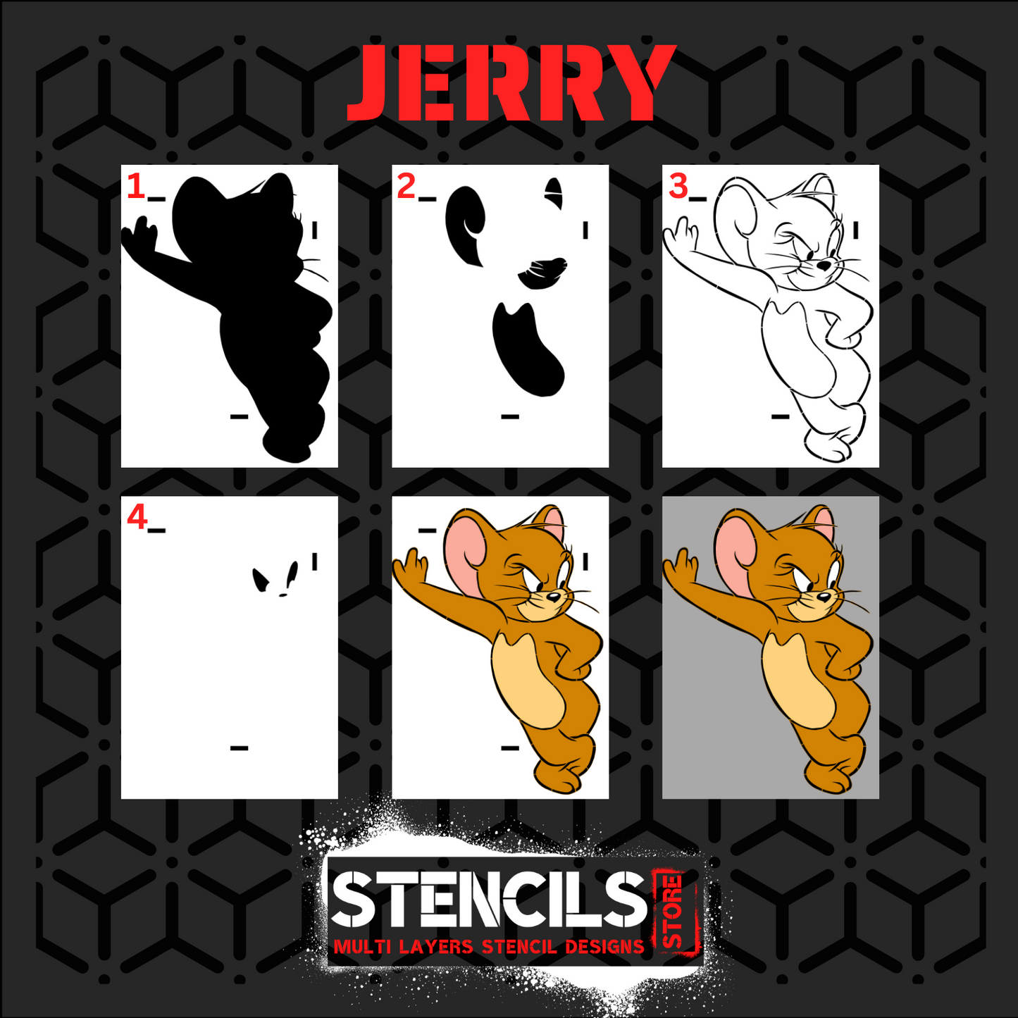 JERRY multi 4 layers stencil design for download - ARTENDIST