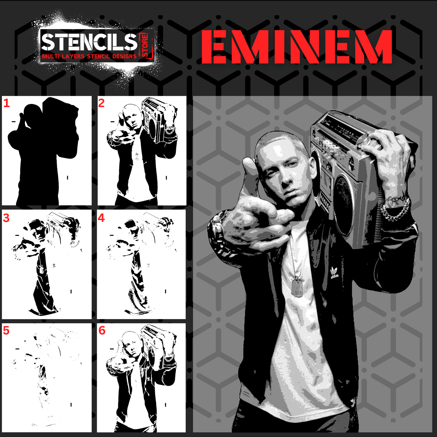 EMINEM multi 6-layers stencil design
