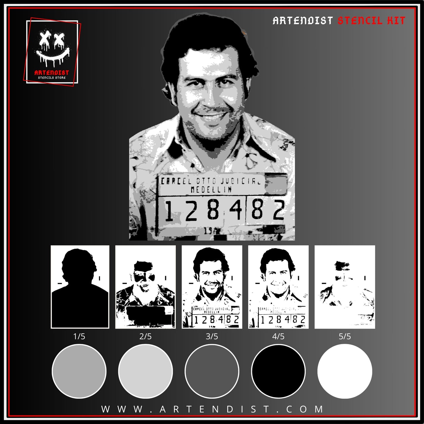 PABLO ESCOBAR multi 5 layers stencil design