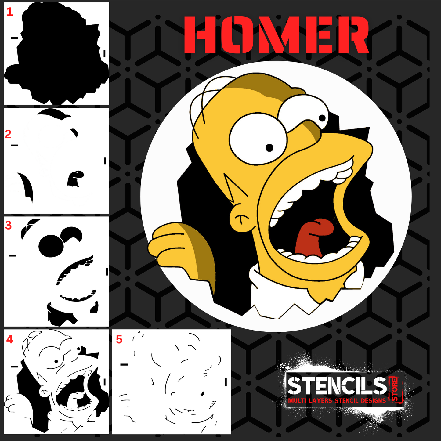 HOMER SIMPSON multi 5-layers stencil design - ARTENDIST