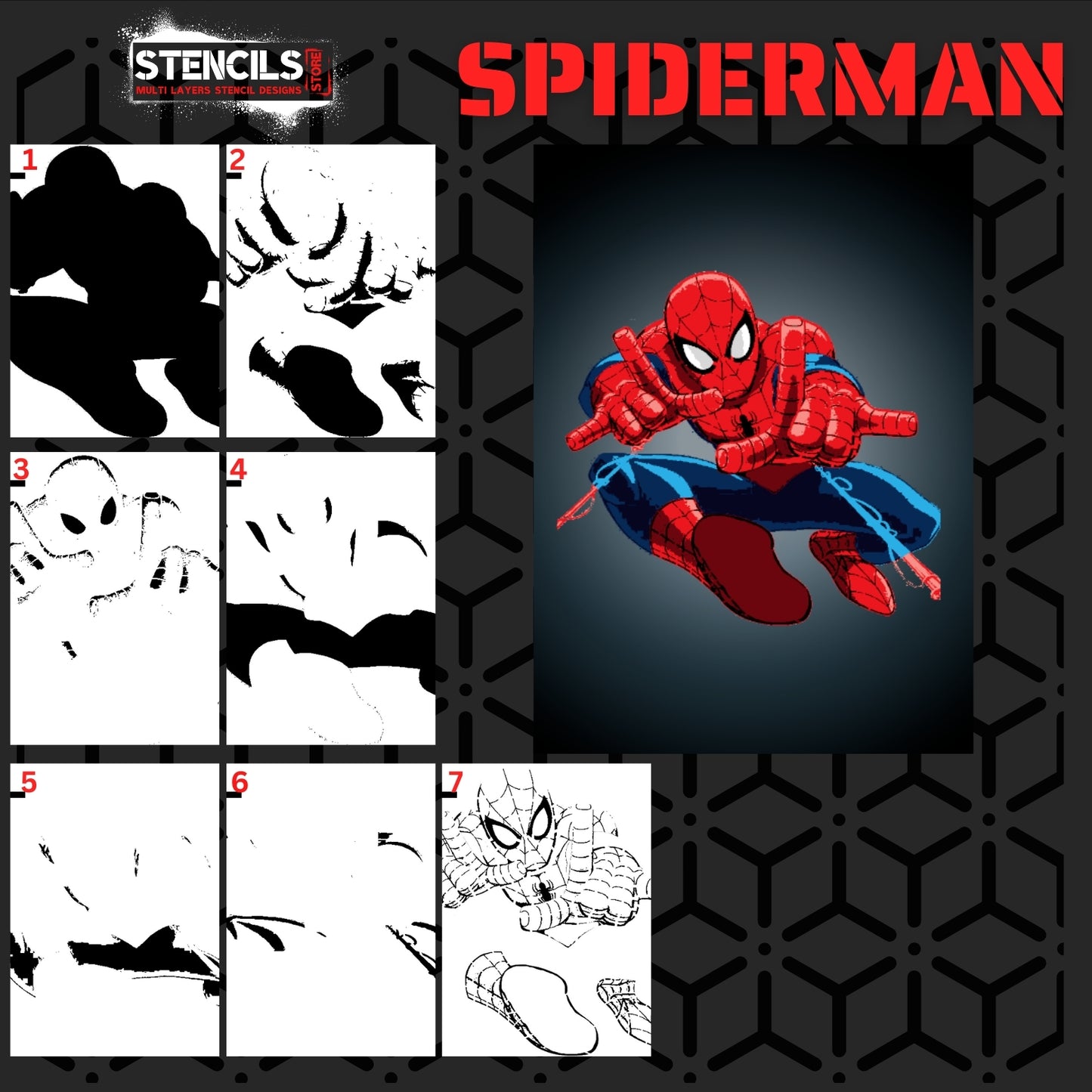 SPIDERMAN multi 7 layers stencil design PRE-CUT - ARTENDIST