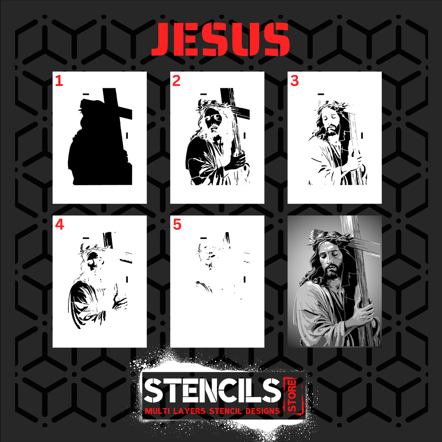 JESUS multi 5 layers stencil design for download - ARTENDIST