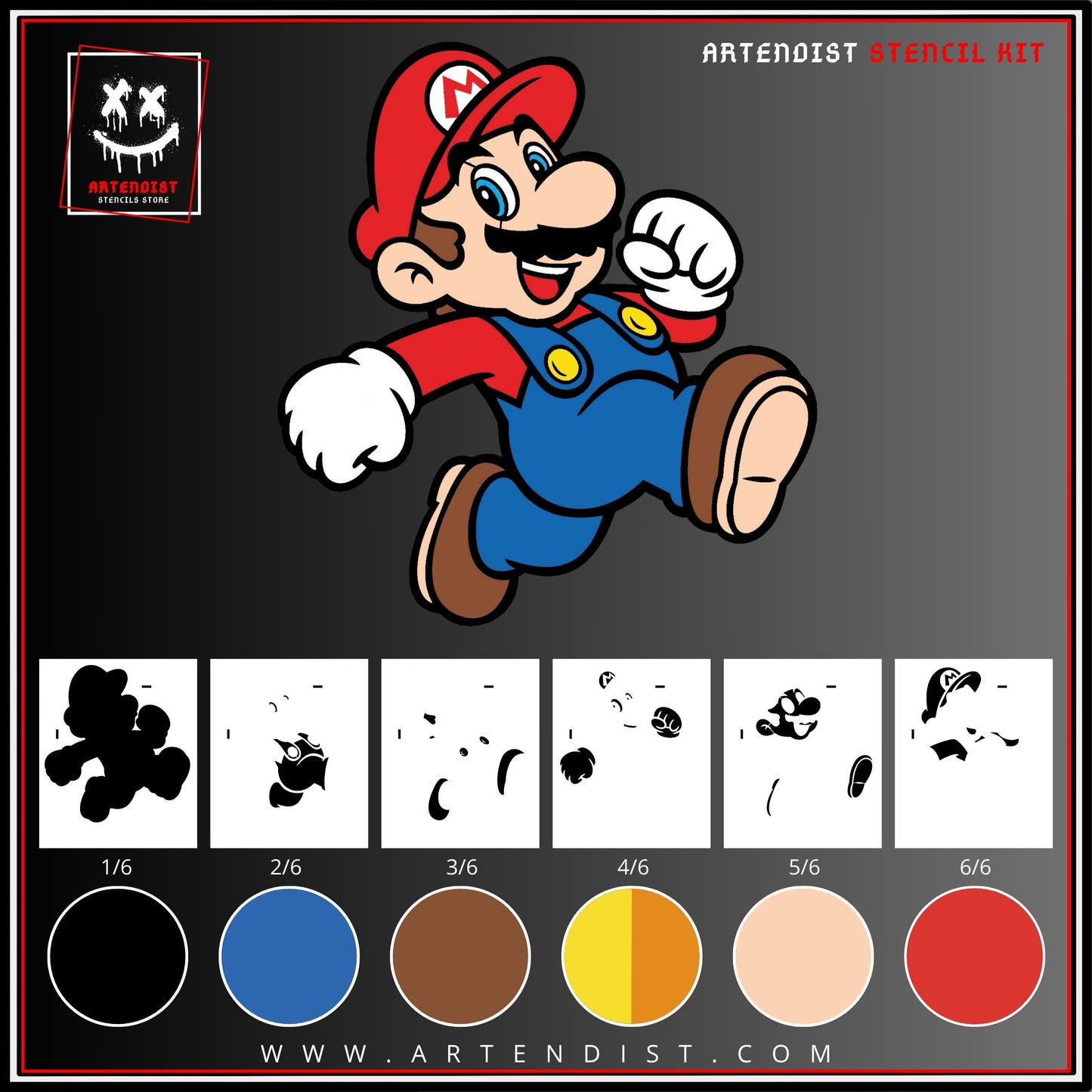 SUPER MARIO multi 6-layers stencil design