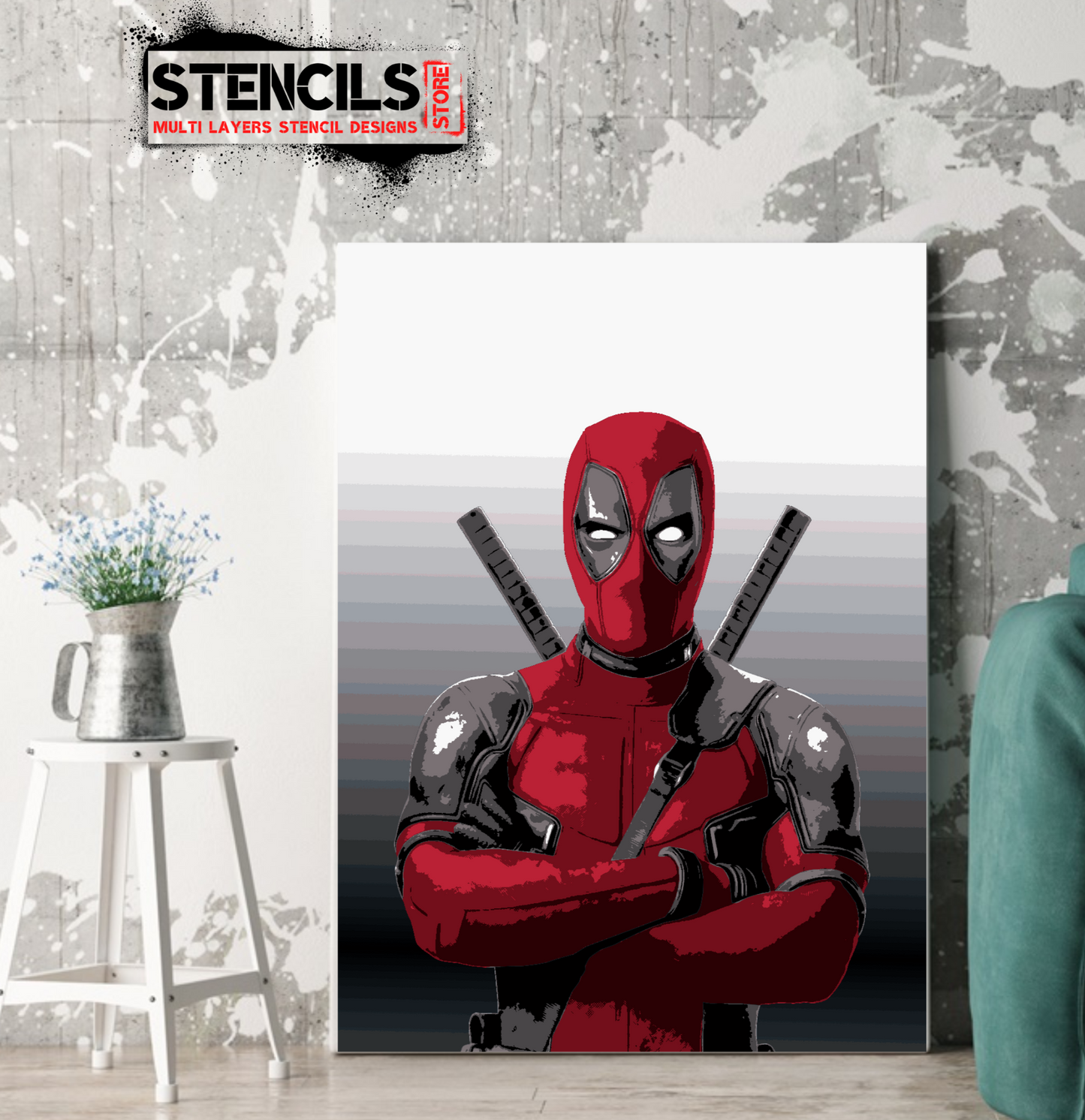 DEADPOOL multi 7-layers stencil design - ARTENDIST