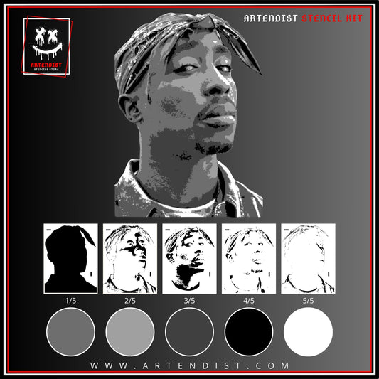 2 PAC / Tupac multi 5  layers stencil design