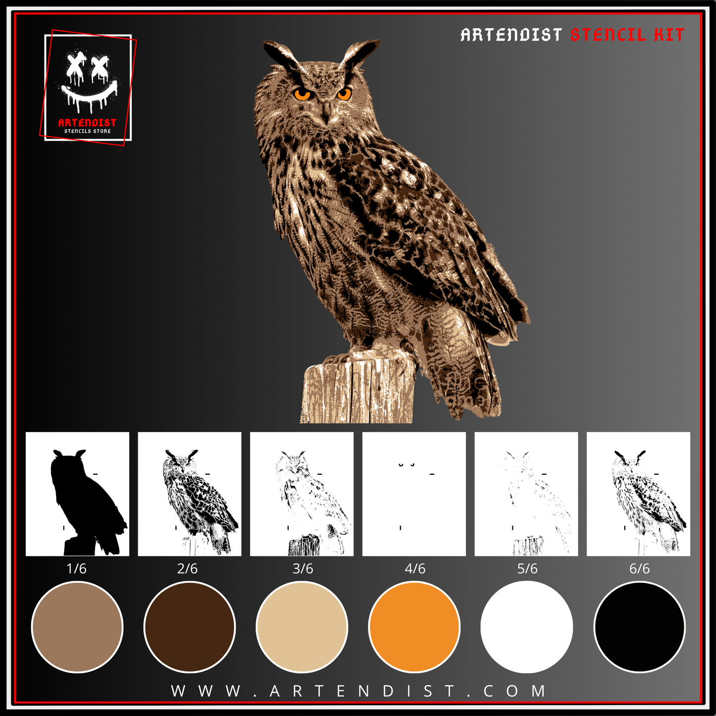 OWL multi 6-layers stencil design - ARTENDIST