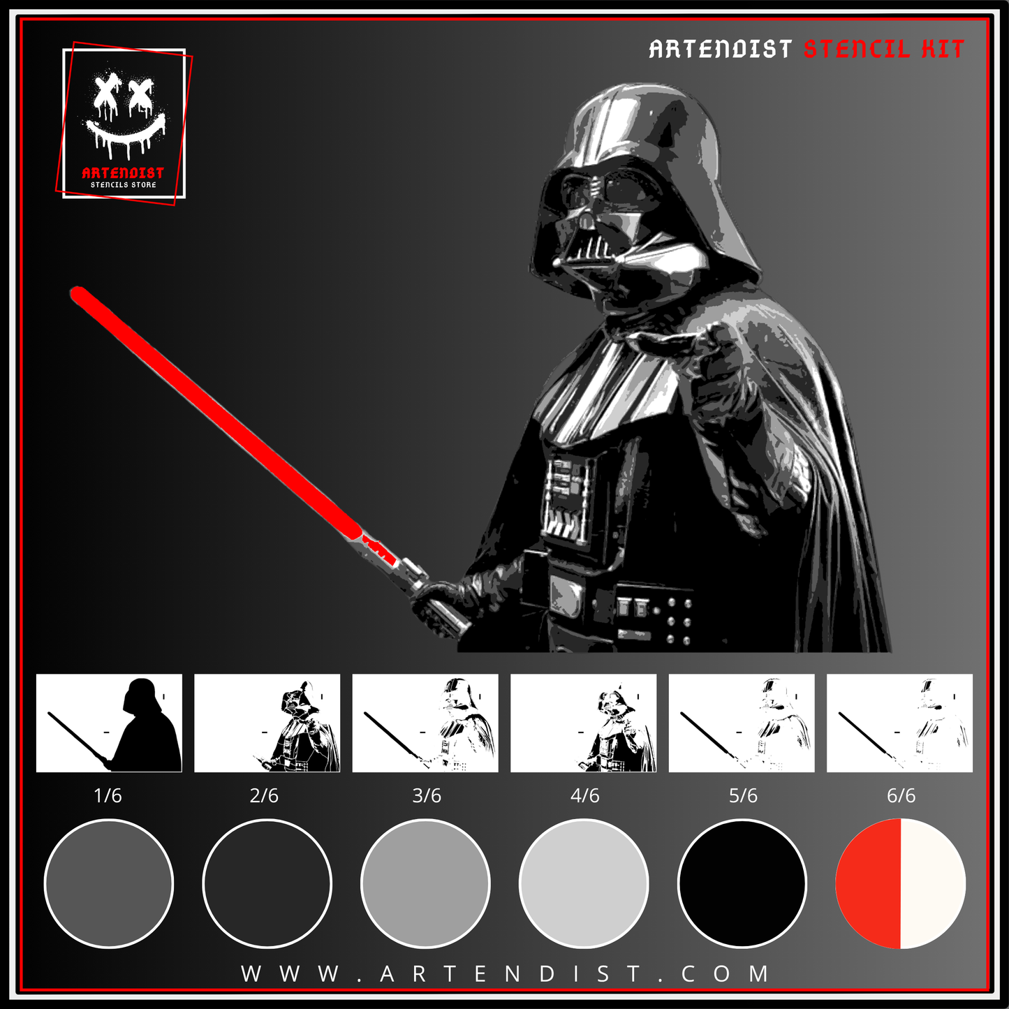 DARTH VADER multi 6-layers stencil design - ARTENDIST