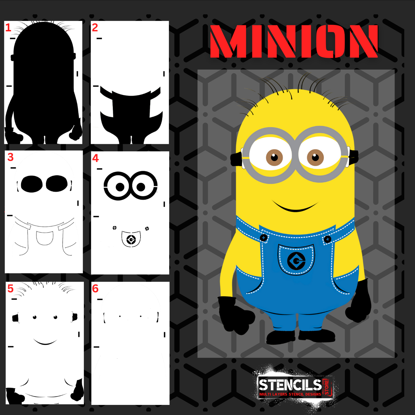 MINION multi 6-layers DIGITAL DOWNLOAD stencil design - ARTENDIST
