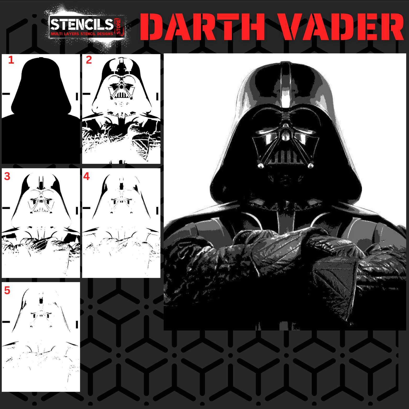 Darth Vader 5-Layer Stencil Design |Digital & Pre-Cut Physical Version ...
