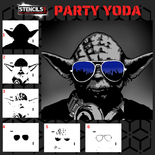 PARTY YODA multi 6-layers stencil design