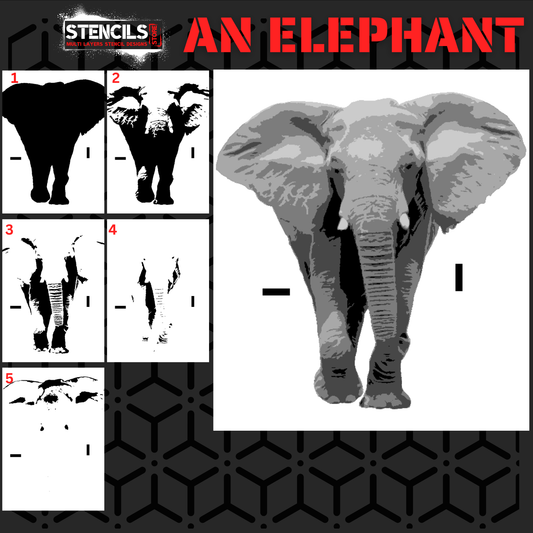 An ELEPHANT animal multi 5  layers stencil design