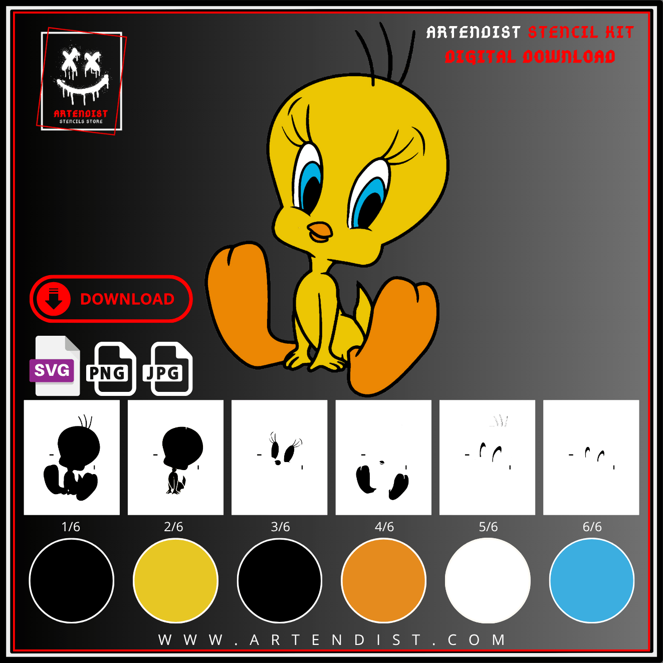 HARRY SYLVESTER BIRD multi 6-layers DIGITAL DOWNLOAD stencil design - ARTENDIST