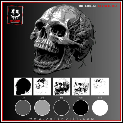 SKULL multi 5 layers stencil design - ARTENDIST