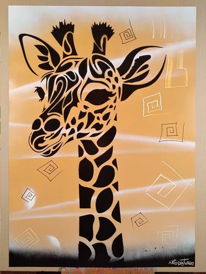 Unique Giraffe Spray Paint Art 50x70cm