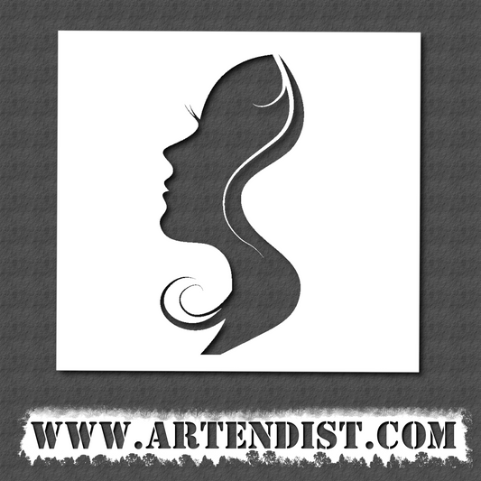 Lady's face Silhouette Stencil